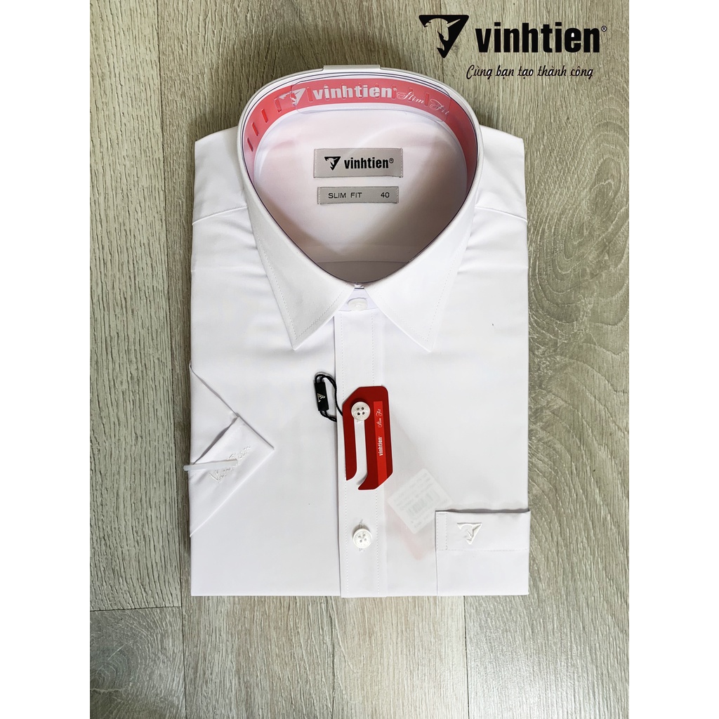 Áo Sơ Mi Ngắn Tay SlimFit Vĩnh Tiến Trắng