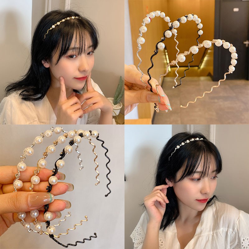 Băng đô thời trang khảm ngọc trai đơn giản phong cách Pháp thanh lịch dành cho nữ