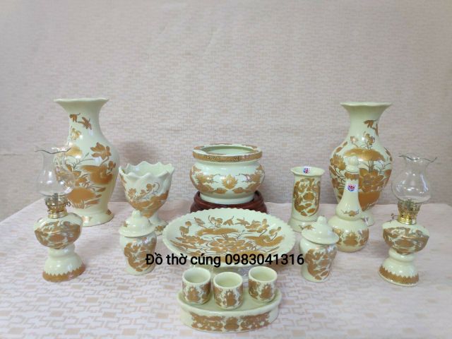 Bộ đồ thờ sen vàng kim BÁT TRÀNG