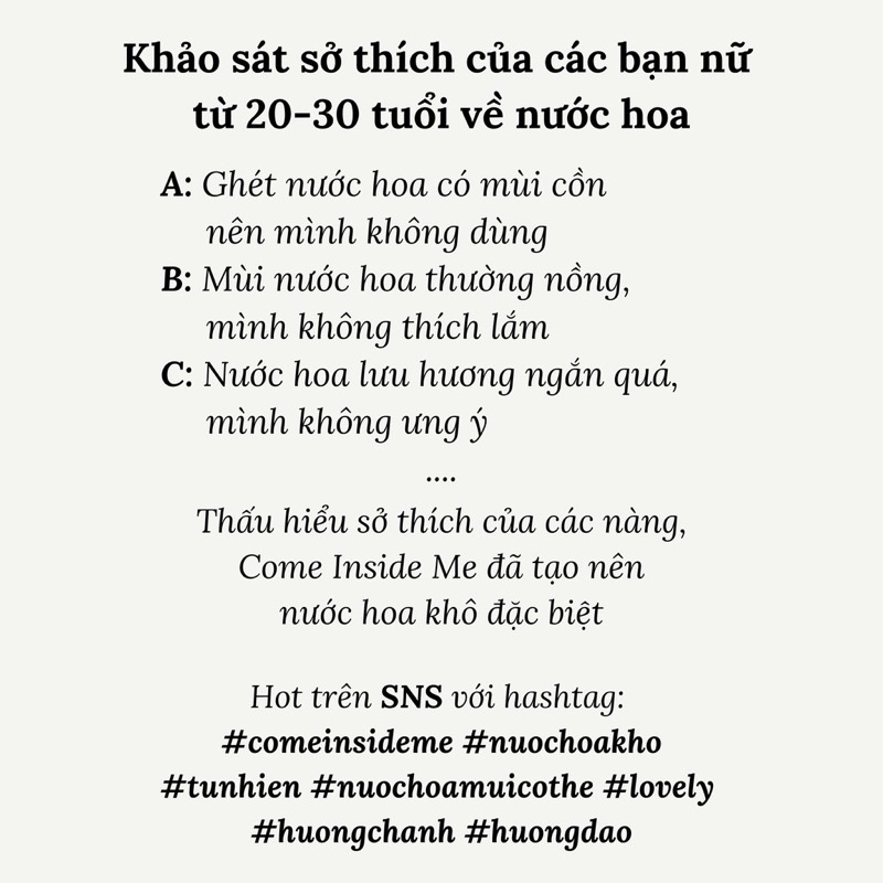 Nước Hoa Khô Come Inside Me 𝐏𝐞𝐫𝐟𝐮𝐦𝐞 𝐓𝐲𝐩𝐞 89 Nước Hoa Nữ Thuần Chay Hương Quyến Rũ 40ml