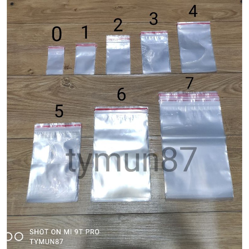 Túi zipper viền đỏ số 0->7 ( 50 cái dày )