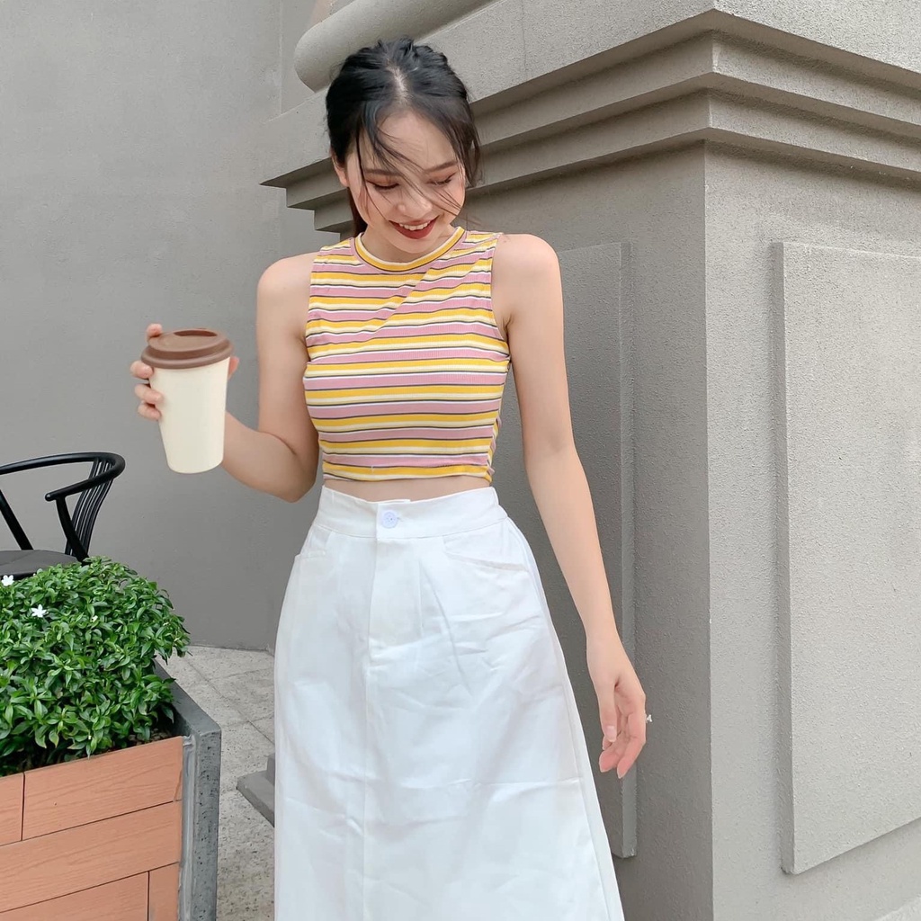 Áo ba lỗ nữ croptop cổ tròn, ôm body, sát nách, chất borip 100% cotton cao cấp, co giãn, 2 màu trẻ trung, QUYNHANHPUKA