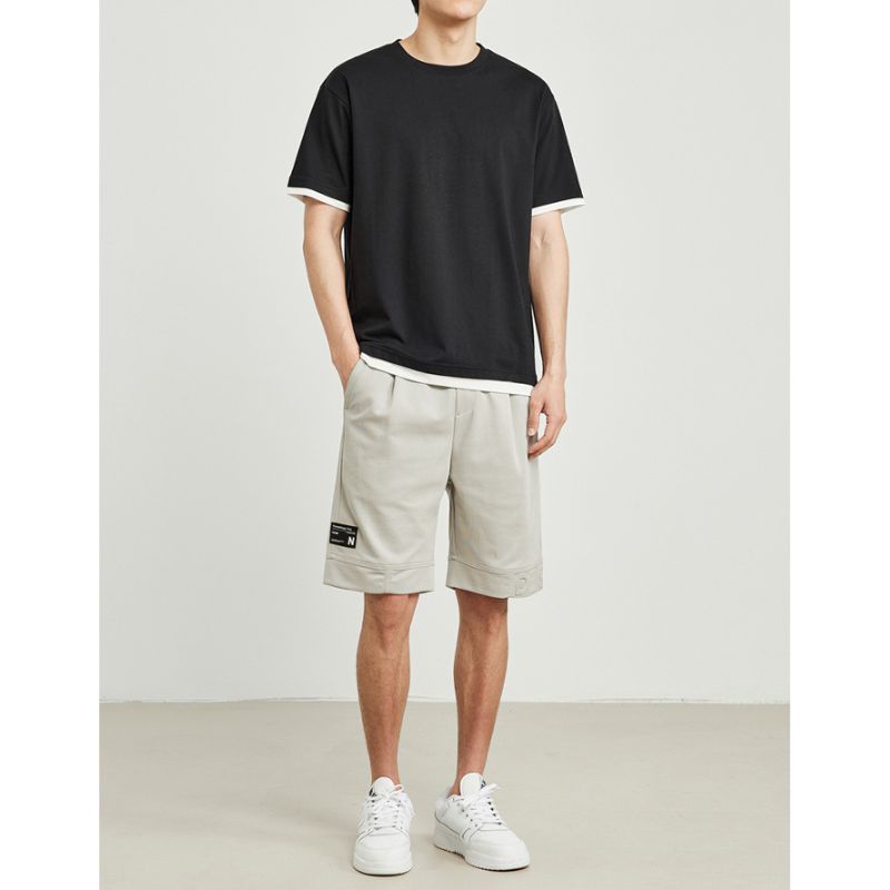Áo thun nam form rộng thiết kế phối layer năng động chất cotton vải thun tổ ong