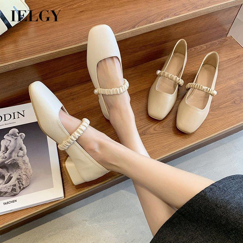 Giày IELGY cao gót mũi vuông phong cách Hàn Quốc xinh xắn dành cho nữ