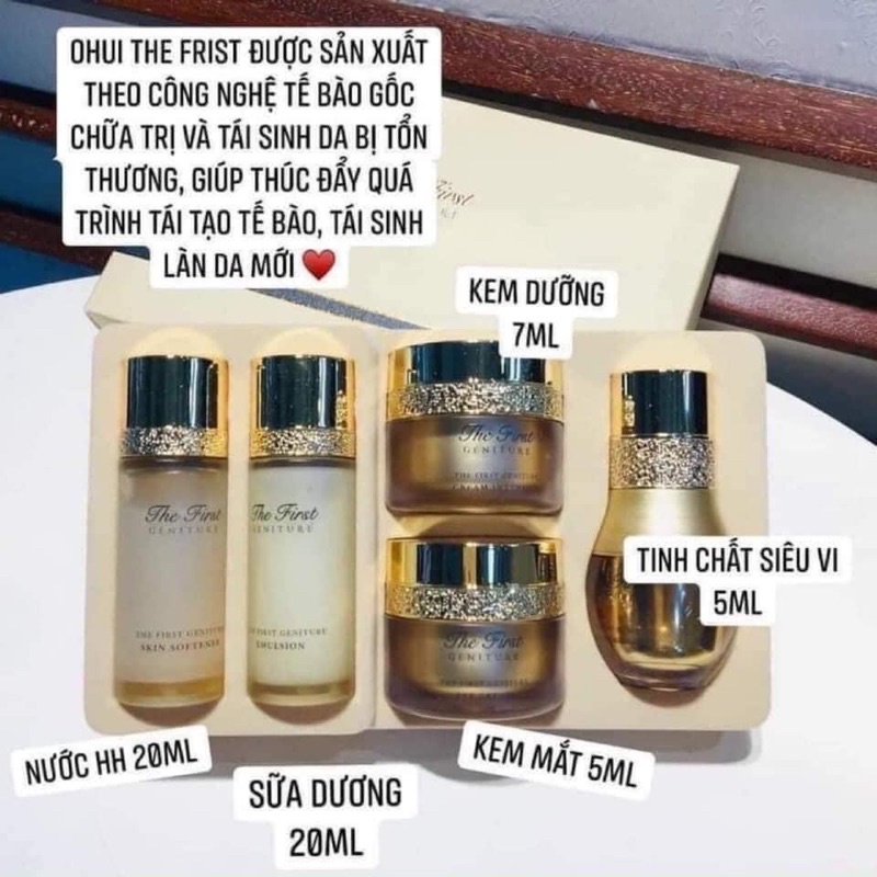 [Date 2024] Set tái sinh trẻ hóa da, chống lão hóa Ohui the first mini 5 sản phẩm ,bộ ohui mini tinh chất vàng