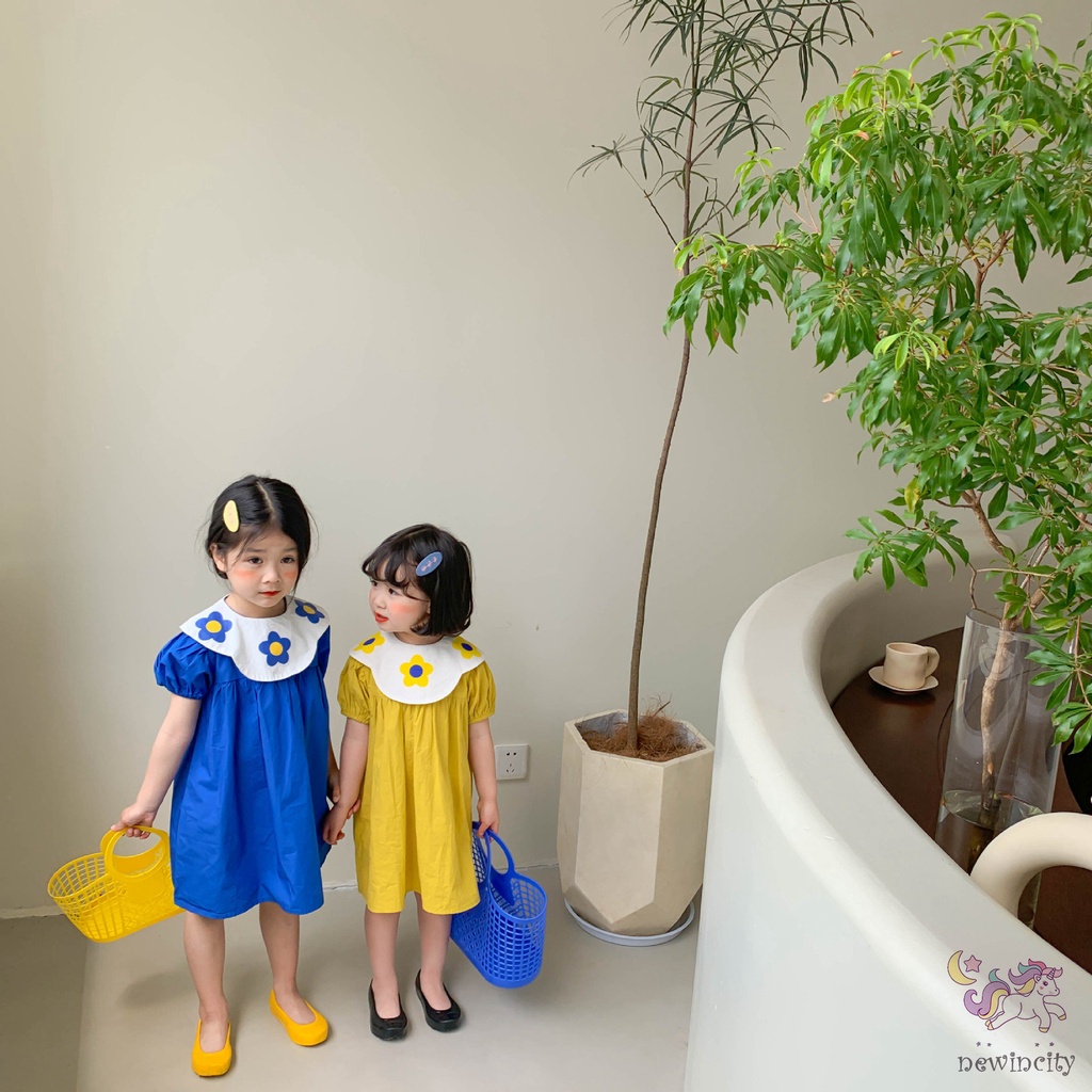 Đầm Công Chúa Tay Ngắn In Hoa Kiểu Hàn Quốc Thời Trang Mùa Hè Cho Bé Gái