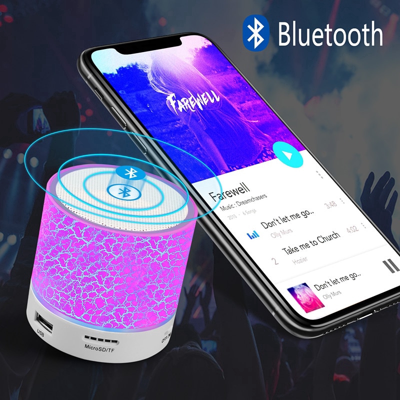 Loa phát nhạc mini không dây bluetooth có cổng USB FM đèn LED