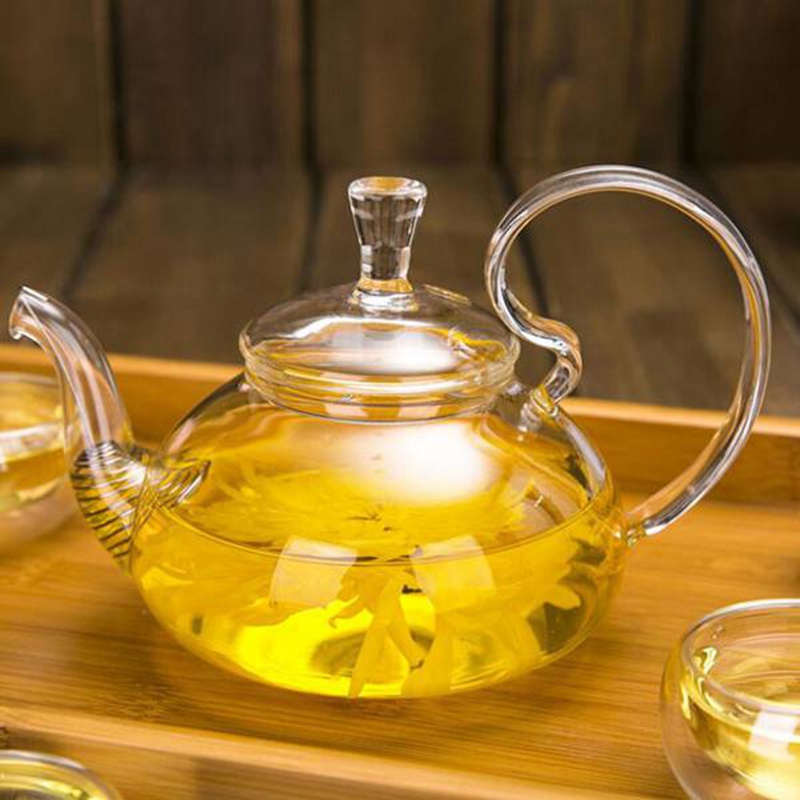 650ml chịu nhiệt cao Tay cầm cà phê hoa Bình trà thủy tinh nở Ấm trà thủy tinh với bộ lọc