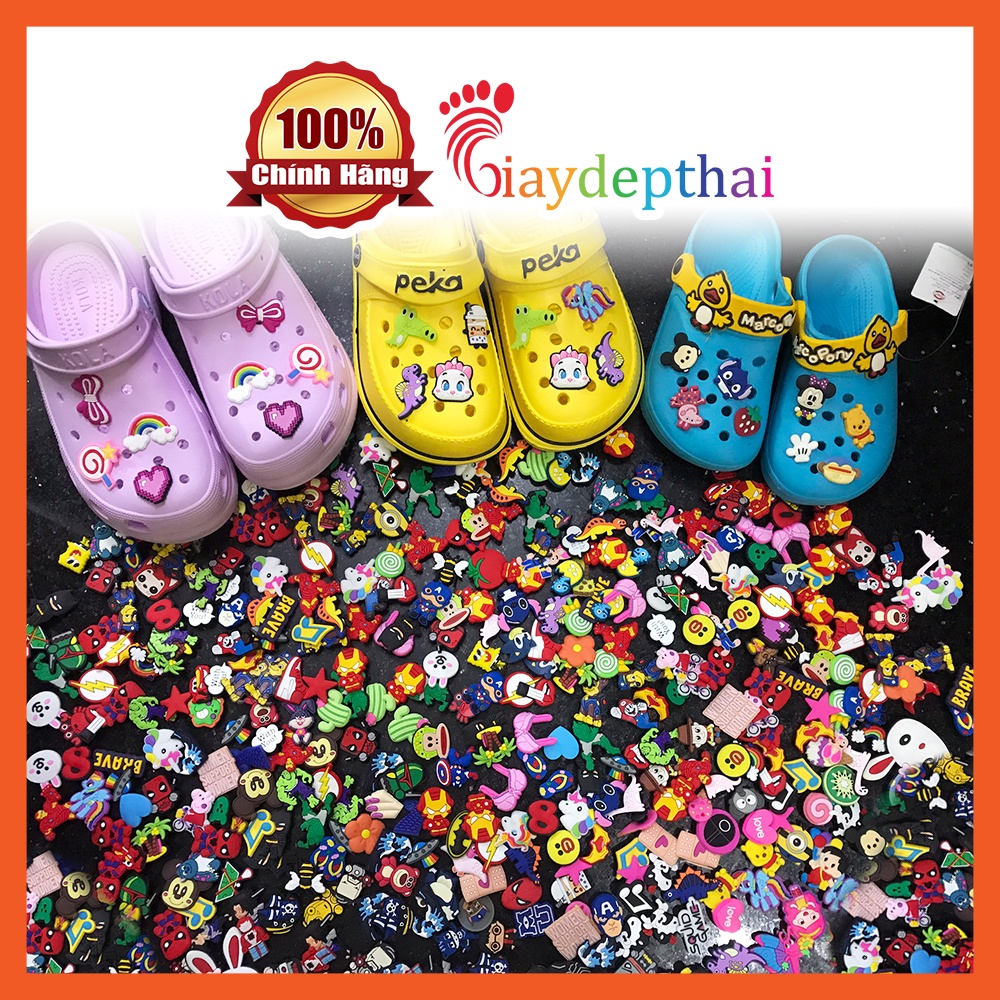 Combo 10 Sticker 2D siêu dễ thương gắn vô dép sục