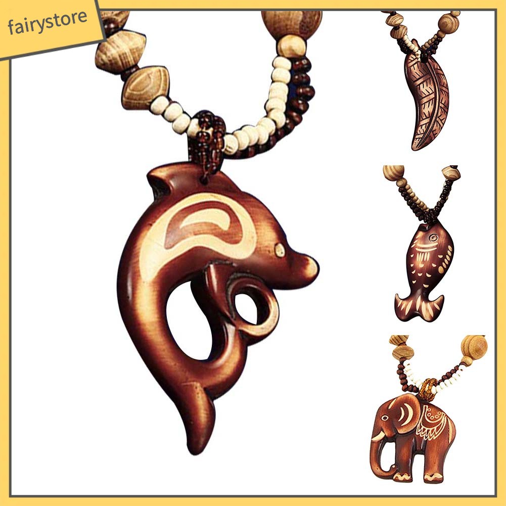 Dây Chuyền Mặt Gỗ Hình Động Vật / Cá / Voi / Cá Phong Cách Boho Dành Cho Nữ