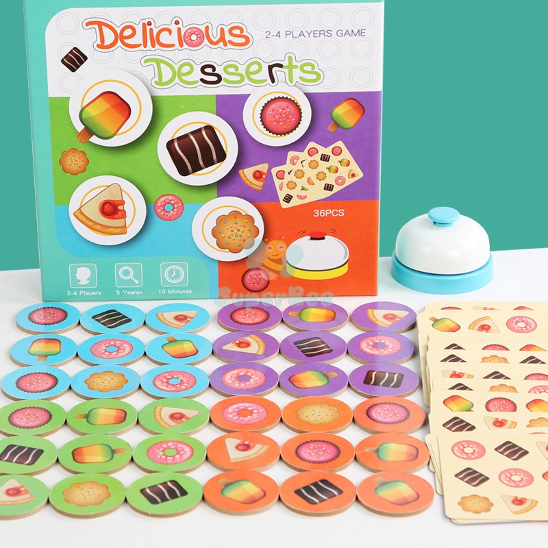 Đồ Chơi Xếp Hình Bánh Ngọt Kèm Chuông, Game Tương Tác, Thẻ Gỗ Và Giấy, Phát Triển Kỹ Năng Cơ Bản SuperBee