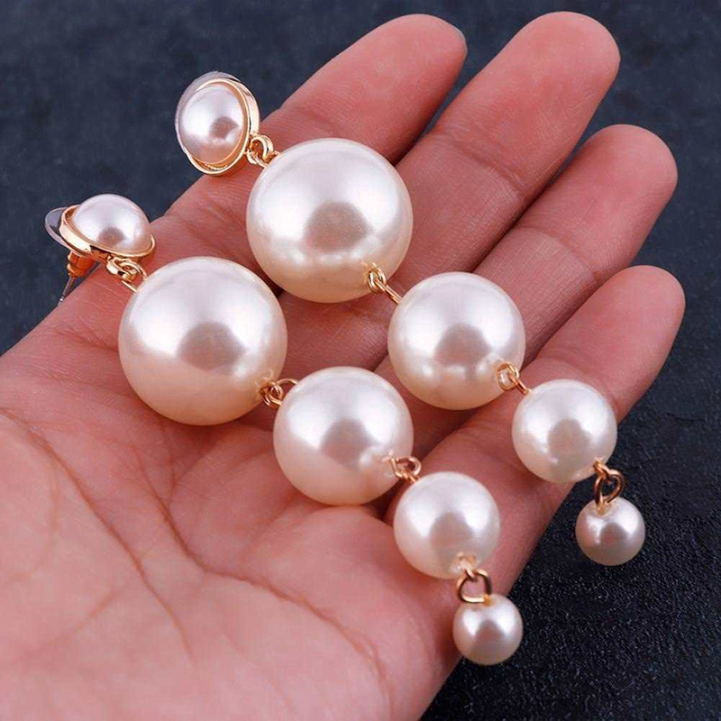 Bông tai dáng dài đính ngọc trai giả thanh lịch