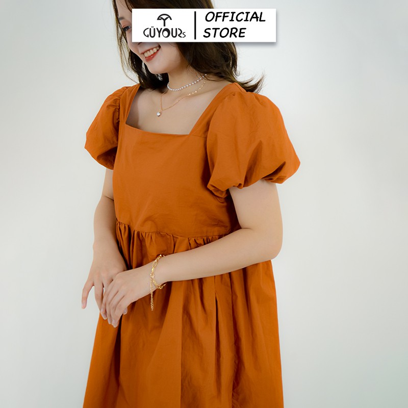 [TẶNG QUÀ KẸP TÓC ] Đầm tay phồng Babydoll GUYOURs thiết kế cổ vuông dáng xòe cute freesize GUV111 | BigBuy360 - bigbuy360.vn