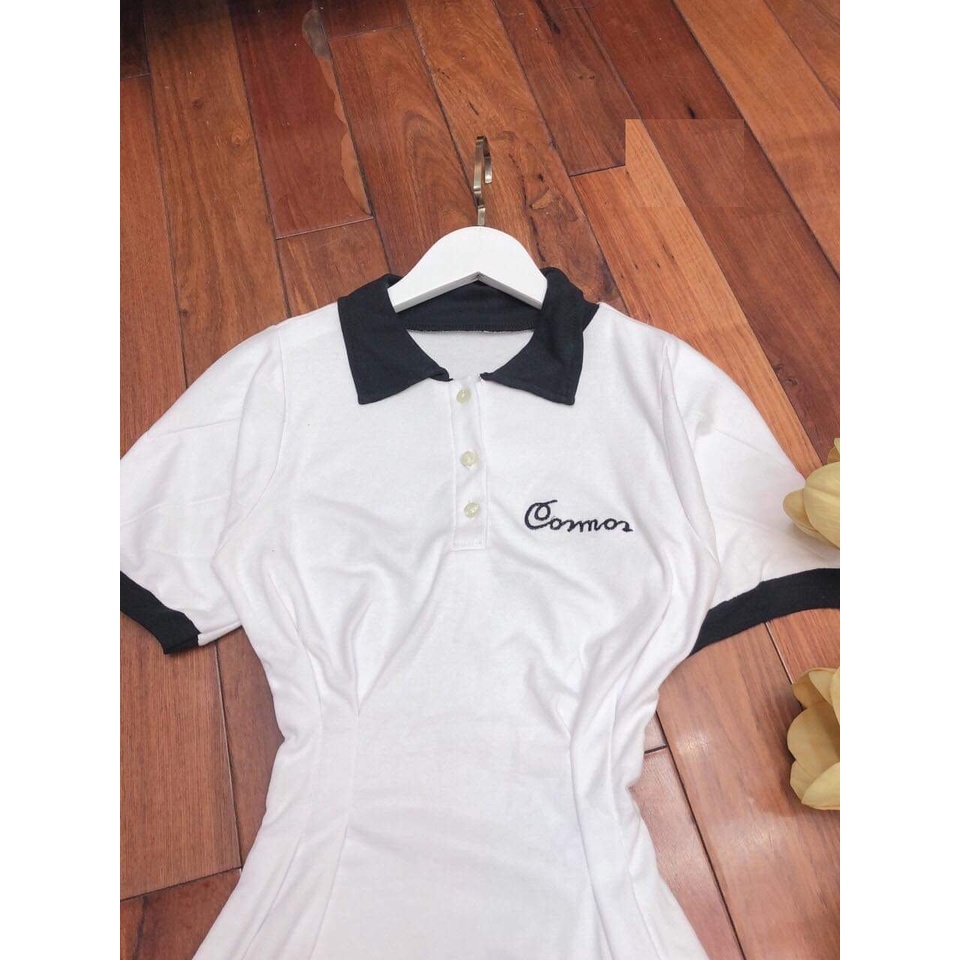 Váy thêu cosmos tiểu thư - Đầm polo midi thun nữ