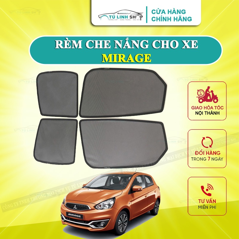 Rèm che nắng nam châm cho xe Mitsubishi Mirage, bộ 4 tấm cho 4 cửa, hàng loại 1 cao cấp nhất, vừa khít kính