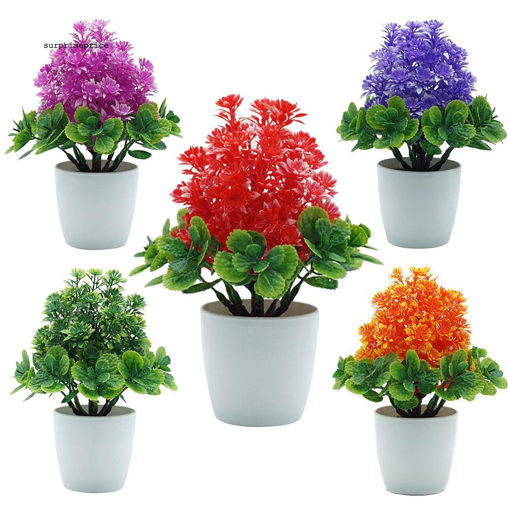 Hoa giả kèm chậu thiết kế đẹp mắt nhiều màu sắc tùy chọn trang trí đa dụng