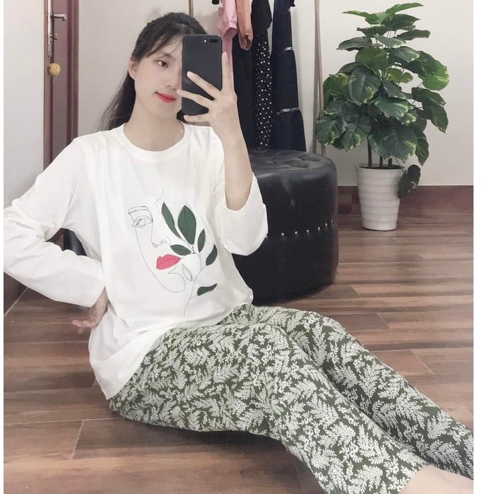 Bộ bầu và sau sinh chất cottong có chỗ cho bé tu ti