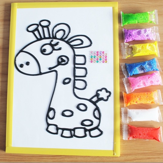 Tranh tô màu Hạt Xốp, Bọt Xốp Slime cho bé - Tranh thủ công hạt Xốp đính đá