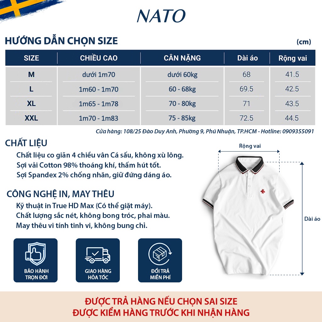 Áo Thun Polo Nam PREMIUM Vải Cotton Cá Sấu Cao Cấp Đẹp Xịn Tay Ngắn Có Cổ Màu Trắng Đen Đỏ Xanh Navy Trơn Họa Tiết NATO