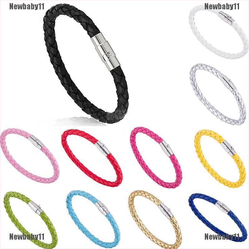 Thắt Lưng Bện Dây Da Thật Với Khóa Thép Từ Tính Cho Nam Nữ