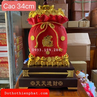 Túi vàng Kim Bảo Tài Lộc phong thủy cao 34cm màu đỏ loại 1 rẻ nhất thị trường