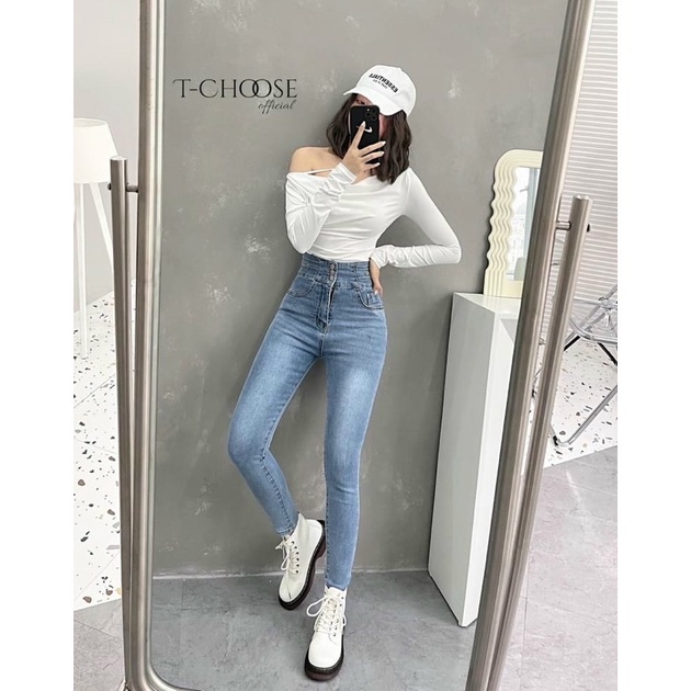 QUẦN JEAN ÔM CẠP CAO 3 CÚC CHO NỮ