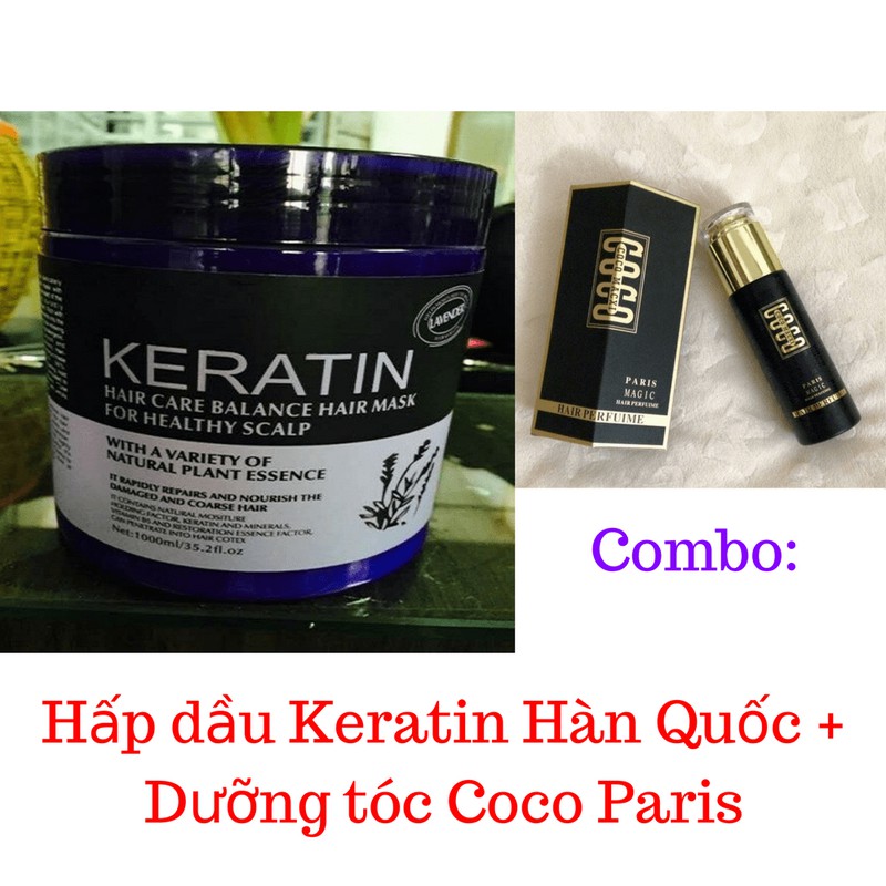 Combo Hấp tóc Keratin Hàn Quốc 1000ml + Tinh dầu dưỡng tóc Coco Paris