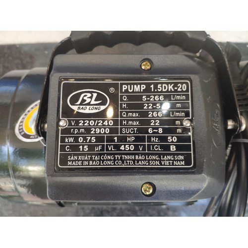 Máy Bơm Nước Ly Tâm Cá Sấu Bảo Long 750W Lõi Dây Đồng chạy cực êm, động cơ khỏe bền bỉ