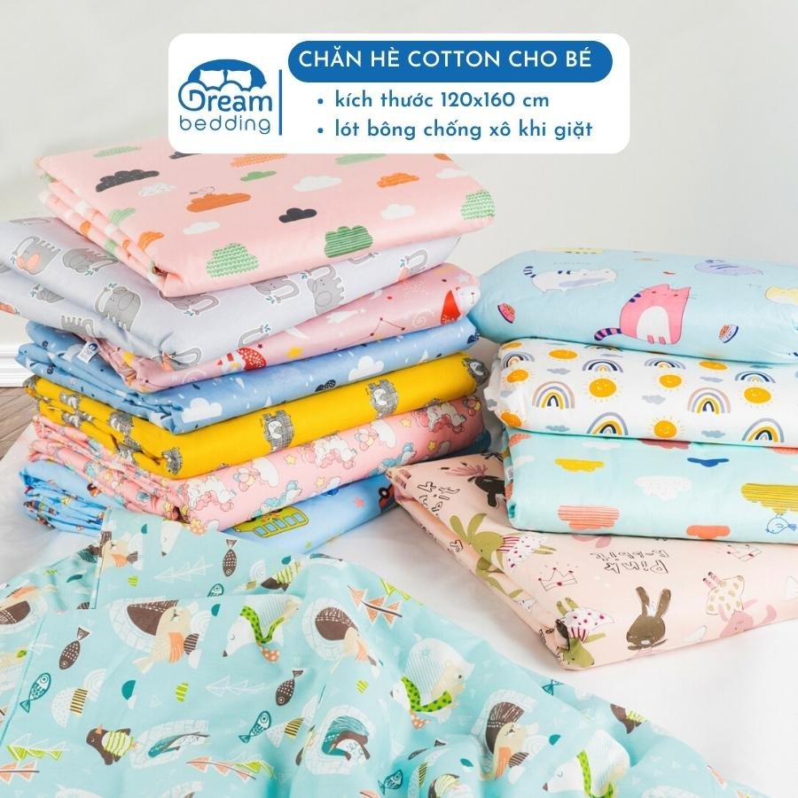 Chăn hè cho bé đi học DreamBedding cotton 100% size 120x160cm mềm mát thấm mồ hôi tốt