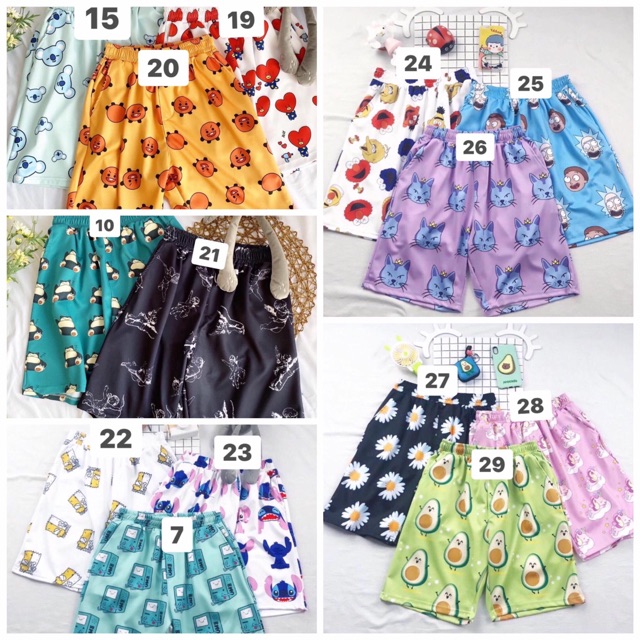 ✔️ Quần Short Hoạt Hình Cartoon Siêu Dễ Thương Đủ Màu Freesize