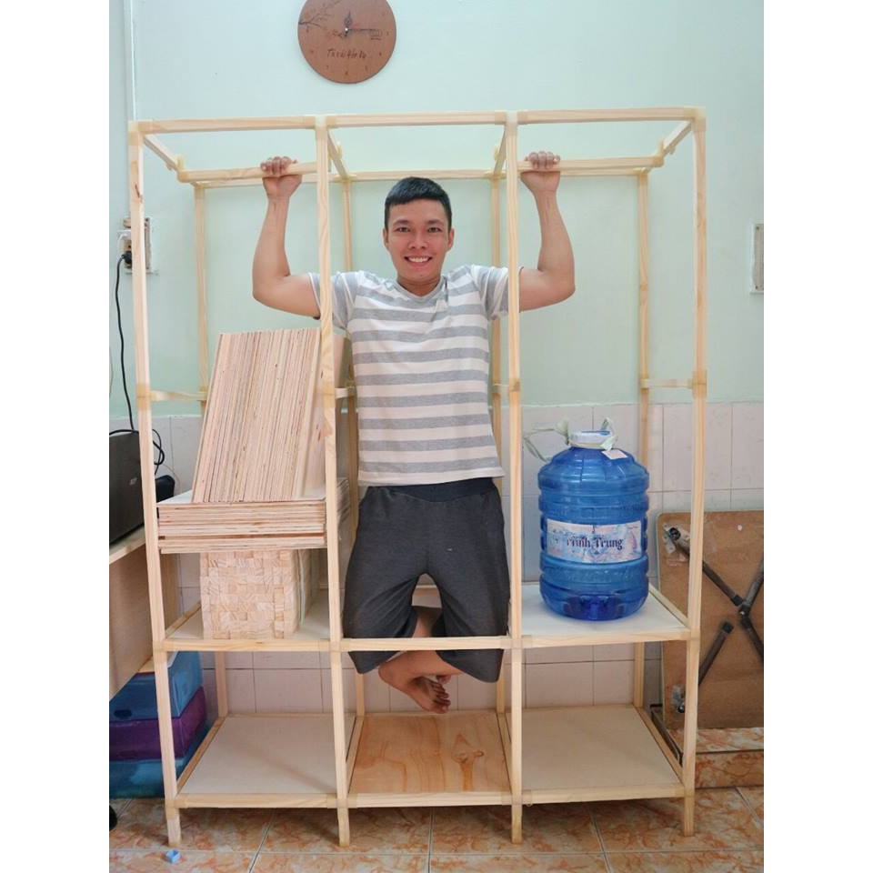 KHUNG GỖ TREO QUẦN ÁO sức chứa lên đến 100KG BẢO HÀNH : 3 NĂM