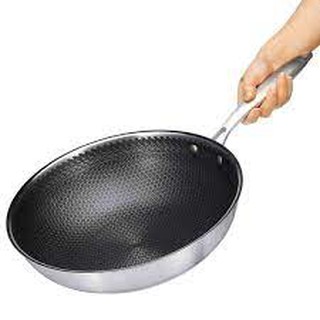 Chảo vân tổ ong chống dính 32cm dày nặng, chảo chiên rán vân đá tổ ong cao cấp có tay cầm