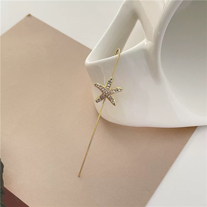 Bông tai kiểu dáng xiên chéo kẹp vành tai không cần lỗ thứ 2 phong cách Hàn Quốc trang sức Bemery