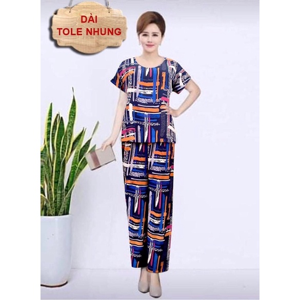 [70-80kg] S5 Bộ Mặc Nhà, Bộ Dài Trung Niên Tole Nhung Cao Cấp