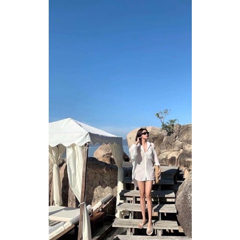 Sơ Mi Đũi Trắng Vạt Tôm Hàng Đẹp Xinh Xắn - Sơ mi thụng trắng Kiểu Nữ Dài Tay Phong Cách Hàn Quốc Ulzzang