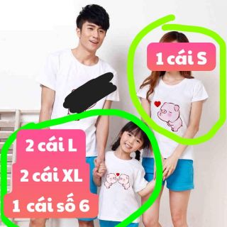 Combo 6 áo thun in trái tim mặc gia đình mặc nhóm
