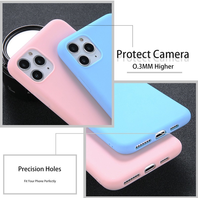 Vỏ iphone 6 Plus Bảo vệ toàn diện Vỏ bọc TPU cho iphone X Xs 11 Pro Max Xr 8 7 6s Plus Se 2020 2016 Candy Colors Vỏ điện thoại mỏng mềm