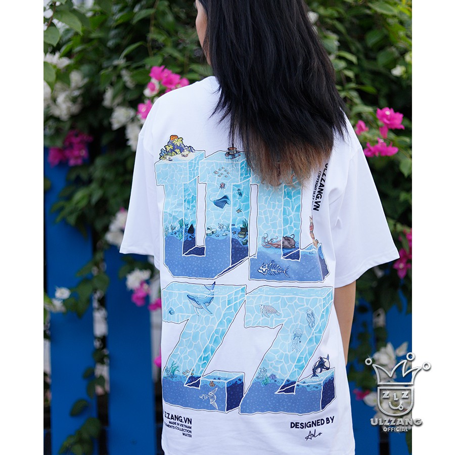 Áo thun unisex local brand ULZZ ulzzang five elements water dáng tay lỡ form rộng U-3