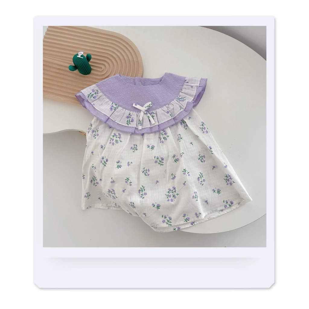 Váy hè họa tiết hoa nhí cổ bèo to cho bé gái 8-19kg (6 tháng-6 tuổi) - MaiMaiShop- Ảnh thật