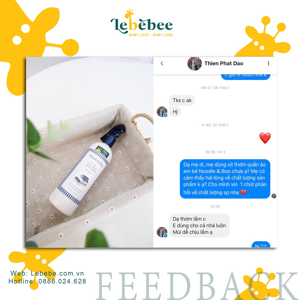 Xịt thơm quần áo em bé Noodle &amp; Boo 473ml