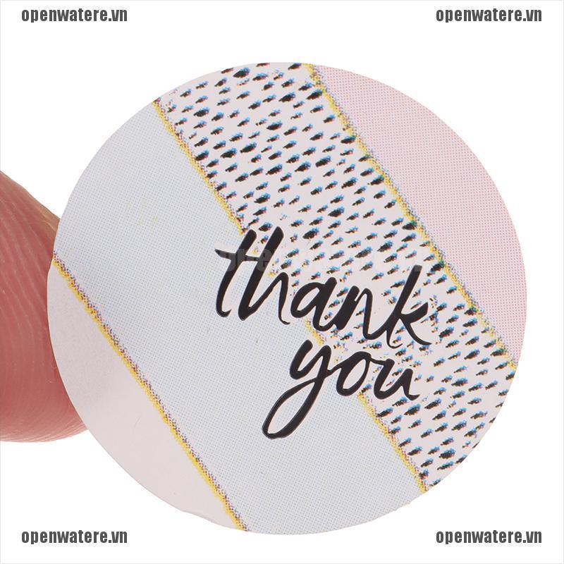 OPE 500pcs Round Pink Geometric Pattern Thank You Stickers Seal Labels Stickers