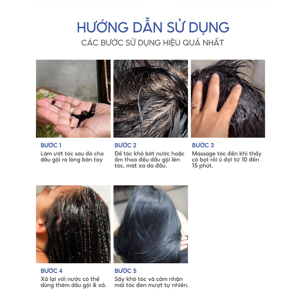 Dầu gội phủ bạc nhuộm tóc đen thảo dược KARSEELL Hair Dye Shampoo 500ml