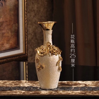 Bình hoa gốm sứ màu vàng kim