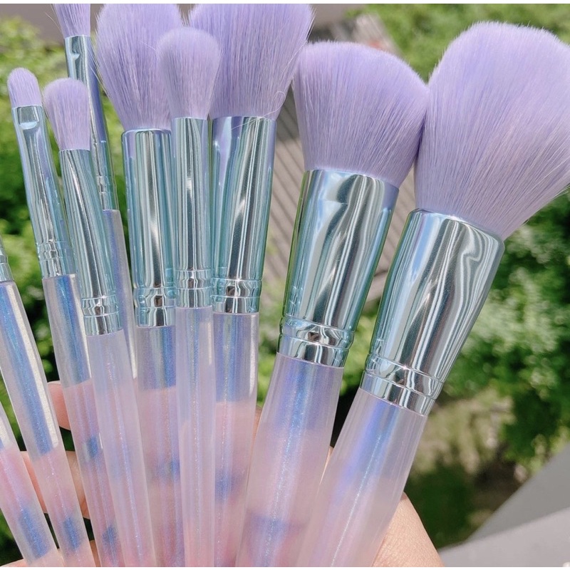 Bộ cọ 10 cây hologram tím pastel