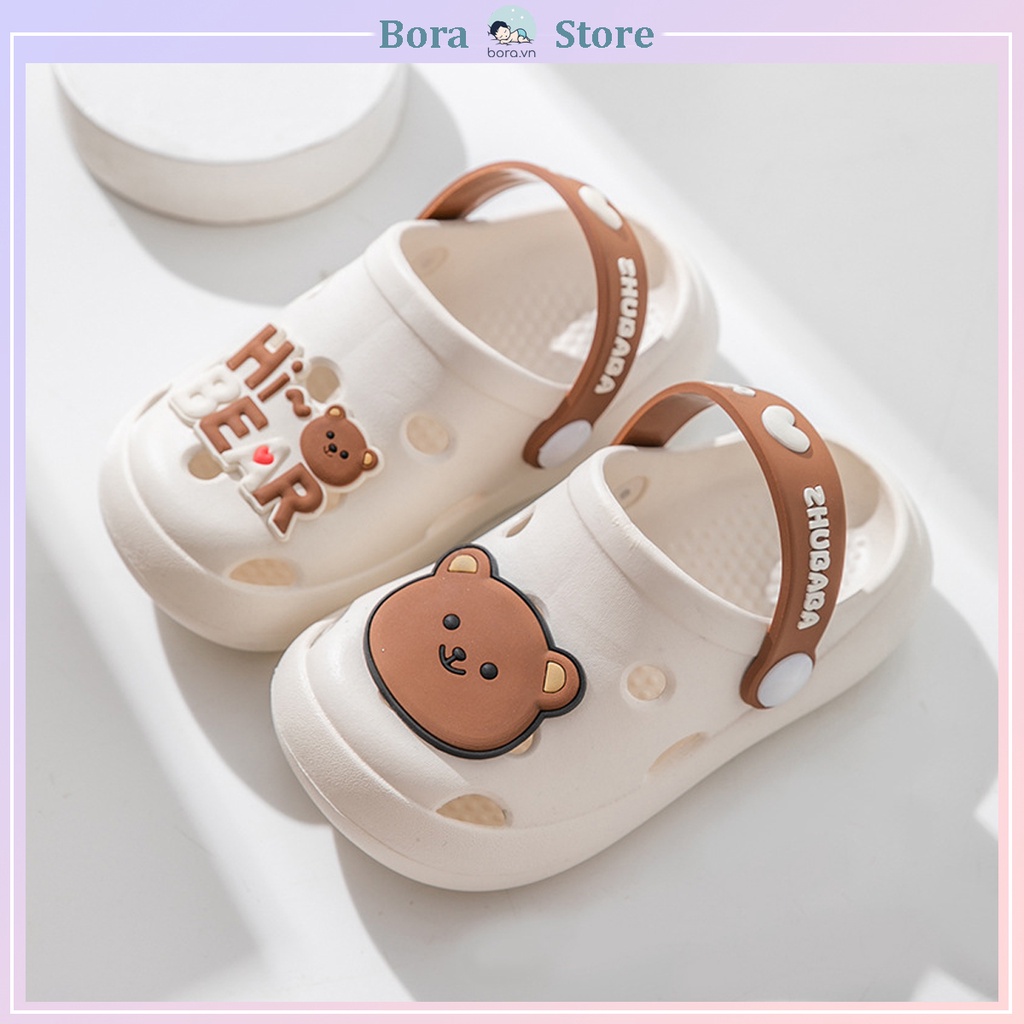 Dép sục crocs gấu cho bé trai bé gái siêu nhẹ chống trượt