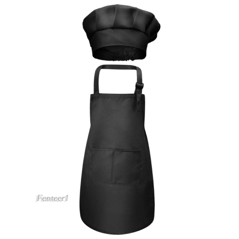 [Fenteer1] Set Tạp Dề Và Nón Đầu Bếp Có Túi Trước Điều Chỉnh Được Làm Thủ Công Cho