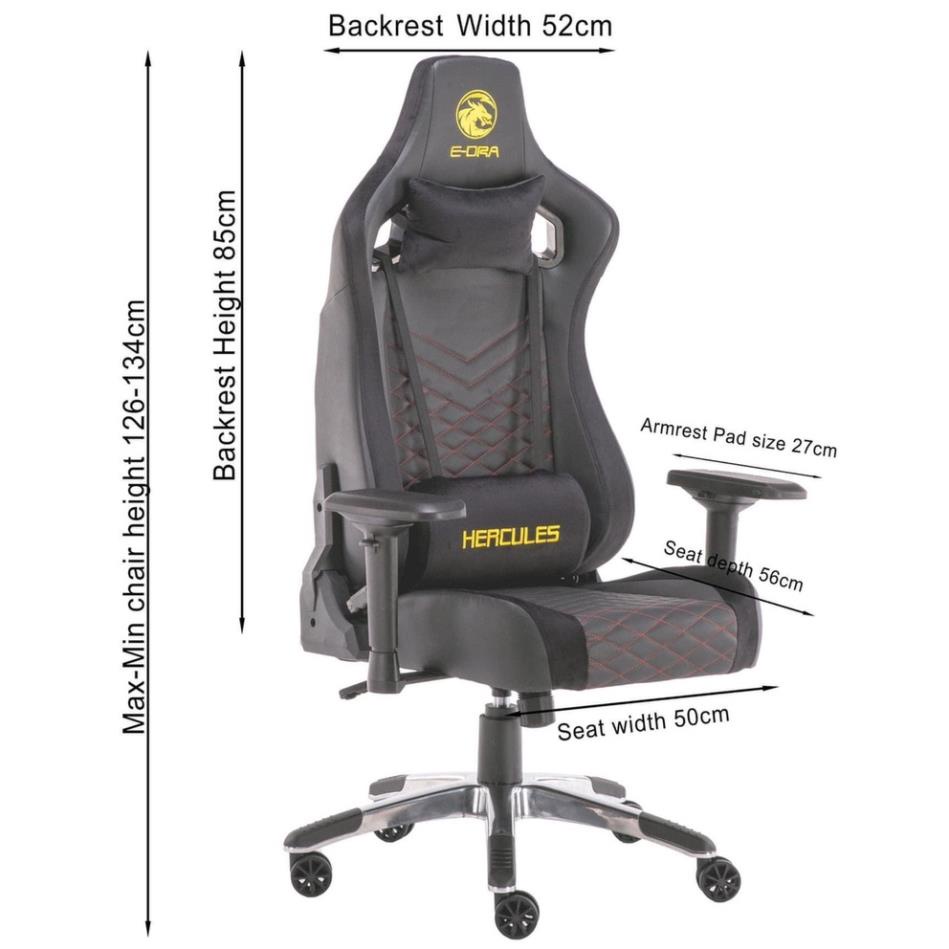 Ghế gaming E-DRA Hercules EGC203 V2 Black - Ghế game tốt - Chất liệu da PU và Foam cao cấp - Bảo