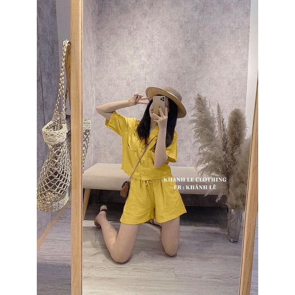 set đũi cổ vest dáng ngắn