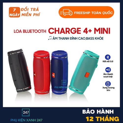 Loa Bluetooth Cầm Tay Charge 4+ Mini ⚡️Đ𝐈̉𝐍𝐇 𝐍𝐇𝐀̂𝐓⚡️ Âm Thanh Siêu Êm, Bass khỏe, Hỗ Trợ Cắm Thẻ Nhớ Và USB 5.0