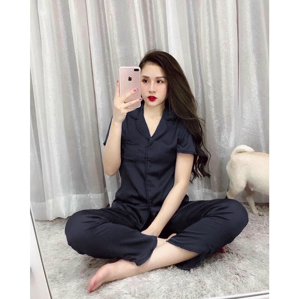 Bộ đồ ngủ nữ lụa bèo IMODA, quần dài tay cộc, thoải mái, bộ pijama sang trọng, lụa cao cấp, free side 45-60kg | BigBuy360 - bigbuy360.vn
